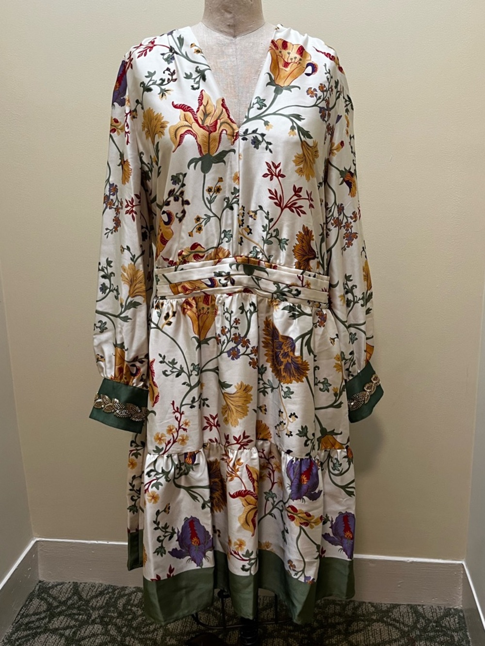 Anne Klein Floral Soft-V Tiered Fit & Flare Dress - Picture 10 of 10